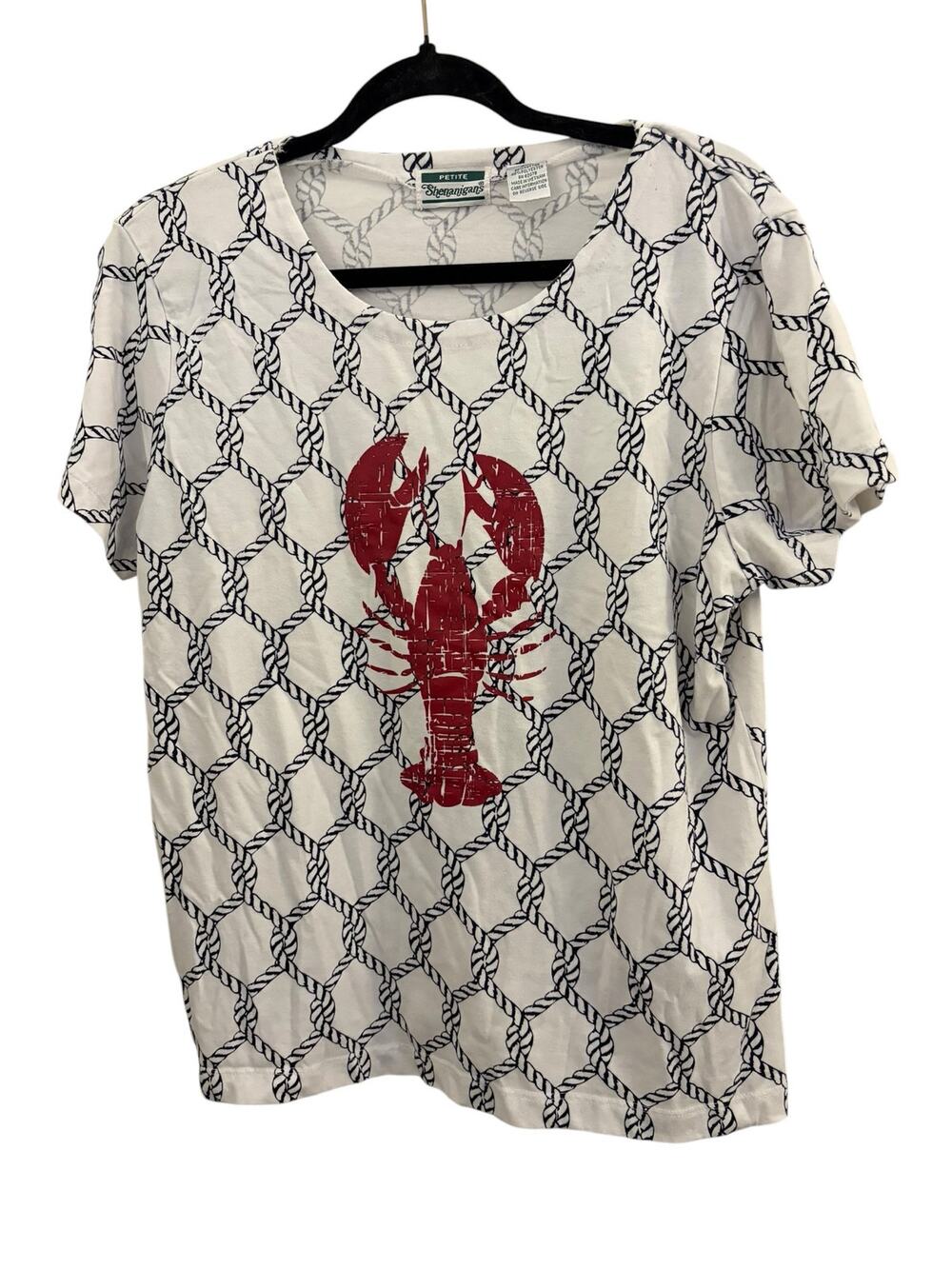 Shenanigans Vintage Nautical T-shirt Lobster Rope Design PXL Cotton Blend Sail